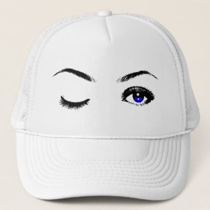 Pretty Blue Eyes Winking Trucker Hat