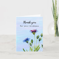 Pretty Blue Floral Blank Inside Thank You Greeting