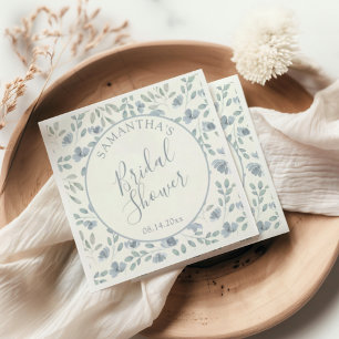 Pretty Blue Floral Bridal Shower  Napkin