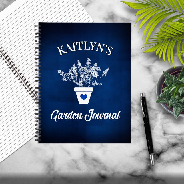 Pretty Blue & Floral Personalized Tote Notebook (Creator Uploaded)