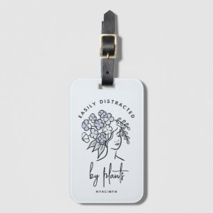 Pretty Blue Floral Plant Distracted Gardener Cute Luggage Tag