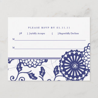 Pretty Blue Floral RSVP Card