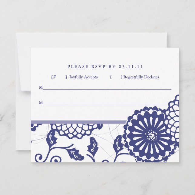 Pretty Blue Floral RSVP Card (Front)