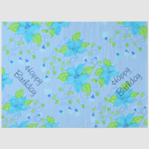 Pretty Blue Floral Tissue Paper