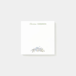  Pretty Blue Floral Watercolor Personalised  Post-it Notes