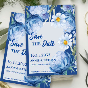 Pretty Blue Florals Trendy Wedding Save the Date