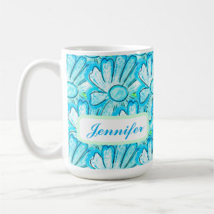 Pretty Blue Flower Art Coffee Mug