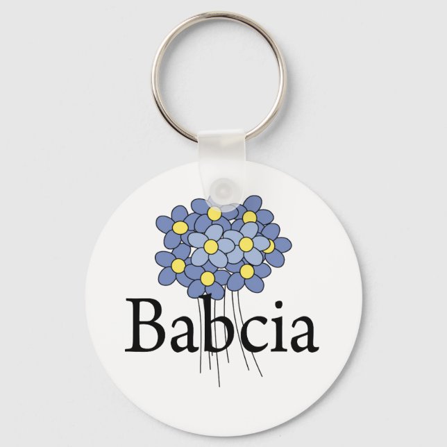 Pretty Blue Flower Babcia T-shirt Key Ring (Front)