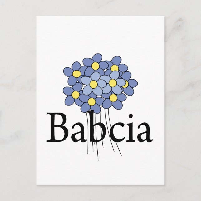 Pretty Blue Flower Babcia T-shirt Postcard (Front)
