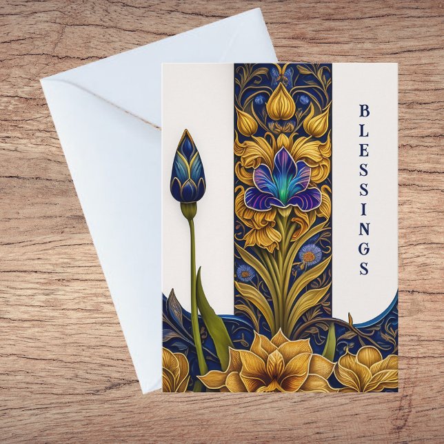 Pretty Blue Flower Baptism Congratulations Card (Creator Uploaded)