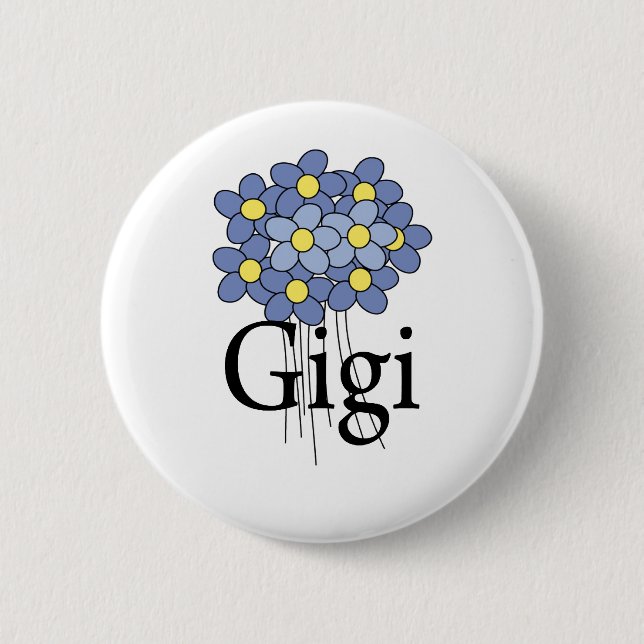 Pretty Blue Flower Gigi T-shirt 6 Cm Round Badge (Front)