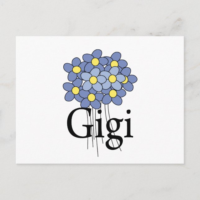 Pretty Blue Flower Gigi T-shirt Postcard (Front)