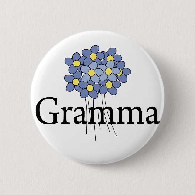 Pretty Blue Flower Gramma T-shirt 6 Cm Round Badge (Front)