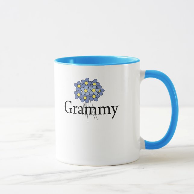 Pretty Blue Flower Grammy T-shirt Mug (Right)
