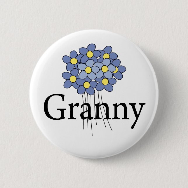 Pretty Blue Flower Granny T-shirt 6 Cm Round Badge (Front)