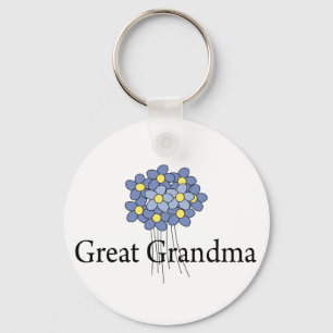 Pretty Blue Flower Great Grandma T-shirt Key Ring