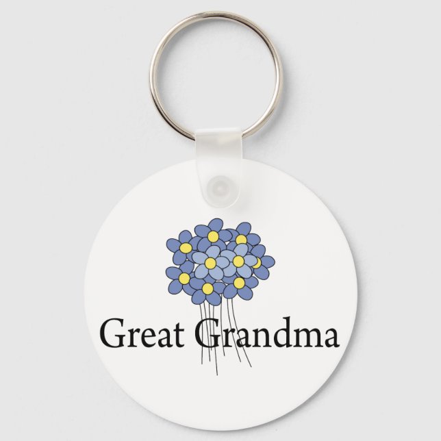 Pretty Blue Flower Great Grandma T-shirt Key Ring (Front)