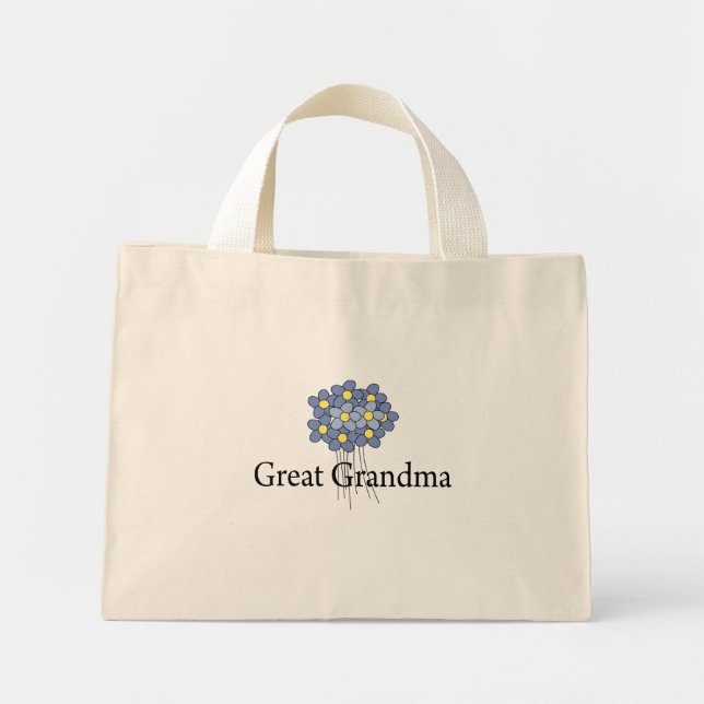 Pretty Blue Flower Great Grandma T-shirt Mini Tote Bag (Front)