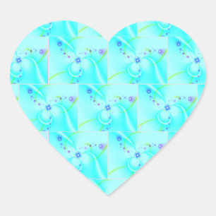 Pretty Blue Flower Heart Sticker