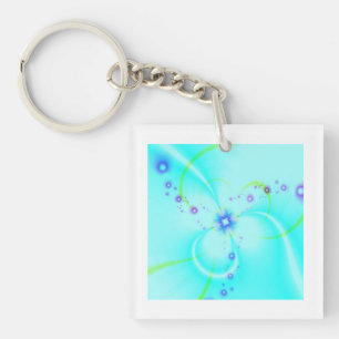 Pretty Blue Flower  Key Ring