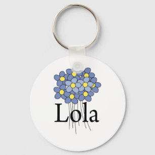 Pretty Blue Flower Lola T-shirt Key Ring
