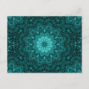 Pretty blue flower mandala art postcard