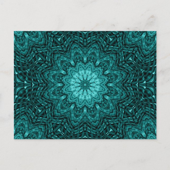 Pretty blue flower mandala art postcard (Front)