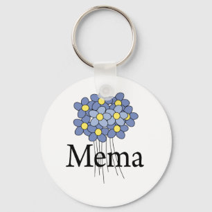 Pretty Blue Flower MeMa T-shirt Key Ring