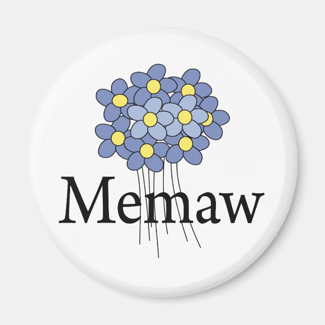 Pretty Blue Flower Memaw T-shirt Magnet (Front)
