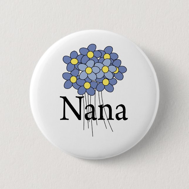Pretty Blue Flower Nana T-shirt 6 Cm Round Badge (Front)