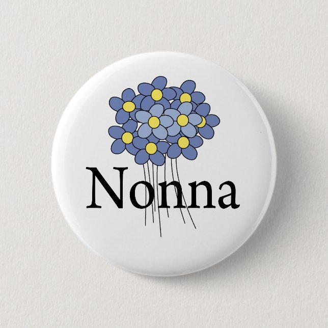 Pretty Blue Flower Nonna T-shirt 6 Cm Round Badge (Front)