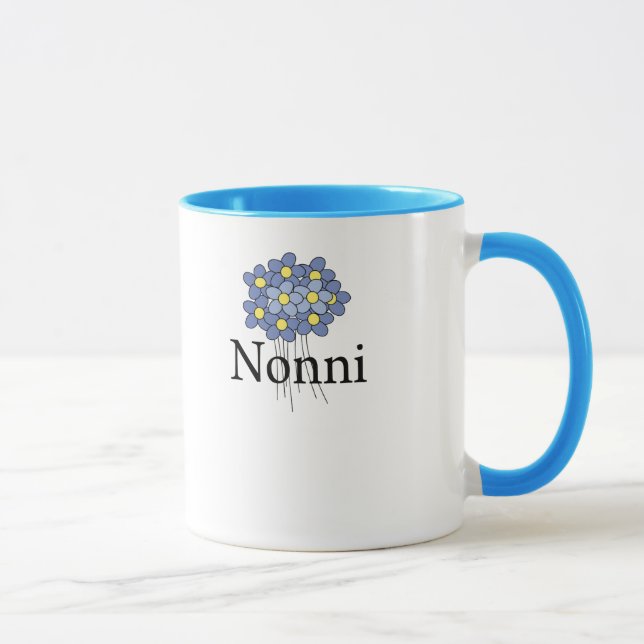 Pretty Blue Flower Nonni T-shirt Mug (Right)