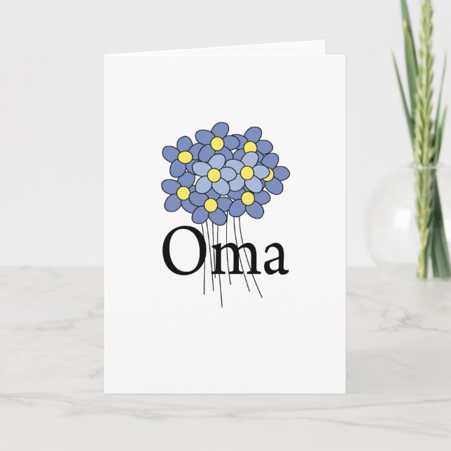 Pretty Blue Flower Oma T-shirt Card (Front)