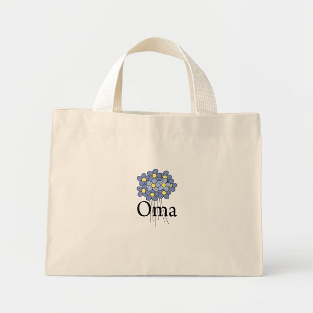 Pretty Blue Flower Oma T-shirt Mini Tote Bag (Front)