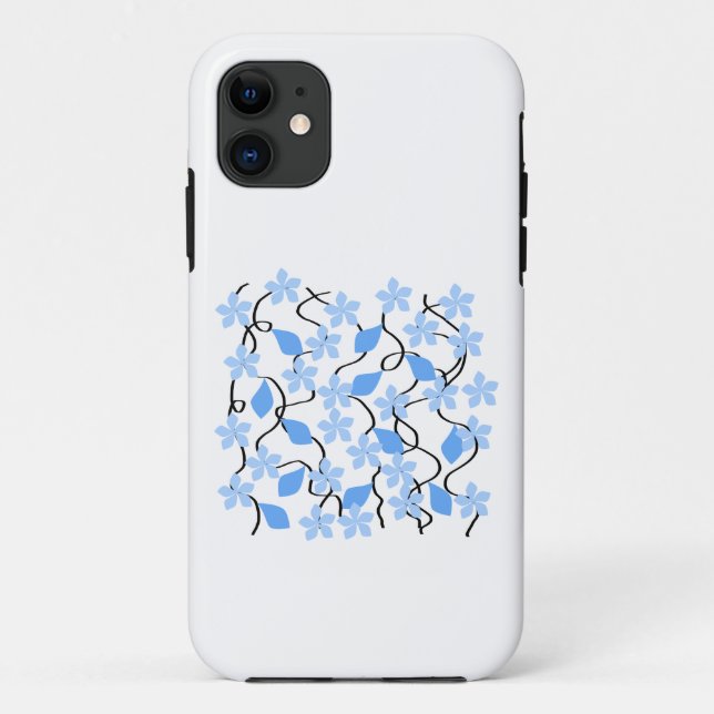 Pretty blue flower pattern on white. Custom Case-Mate iPhone Case (Back)