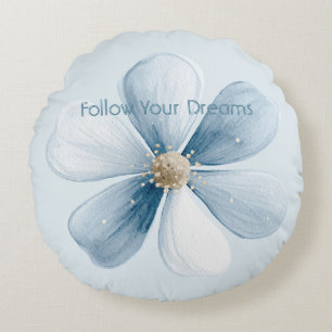 Pretty Blue Flower Round Cushion