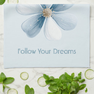 Pretty Blue Flower Tea Towel