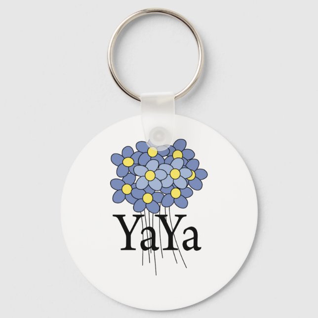 Pretty Blue Flower YaYa T-shirt Key Ring (Front)