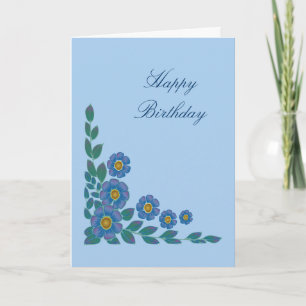 Pretty Blue Flowers Birthday Card