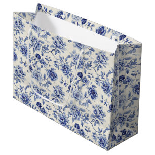 Pretty Blue Flowers Bridal Shower Large Gift Bag