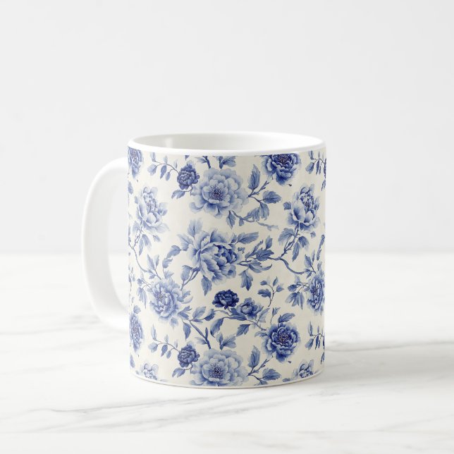 Pretty Blue Flowers Coffee Mug (Front Left)