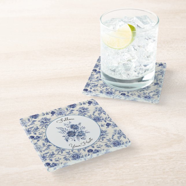 Pretty Blue Flowers   Glass Coaster (Angled)