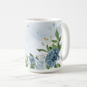 pretty blue flowers greenery coffee mug
