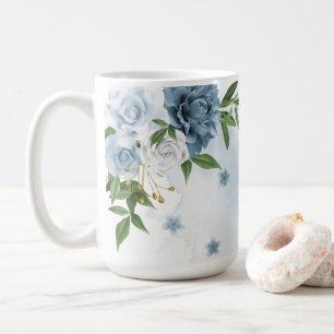 pretty blue flowers greenery coffee mug