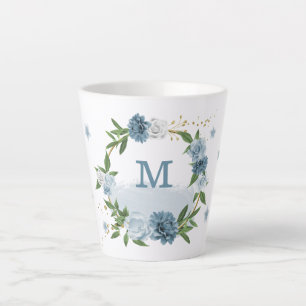 pretty blue flowers greenery latte mug