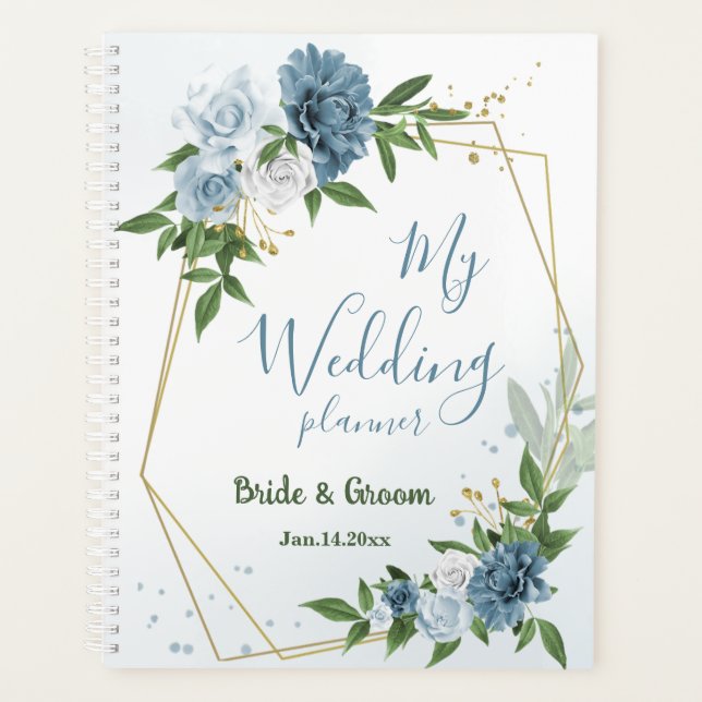 pretty blue flowers greenery wedding planner (Front)