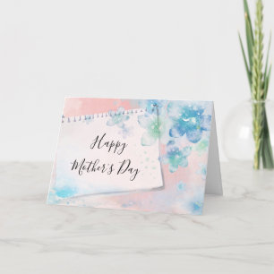 Pretty Blue Flowers on Pink Mother's Day Card
