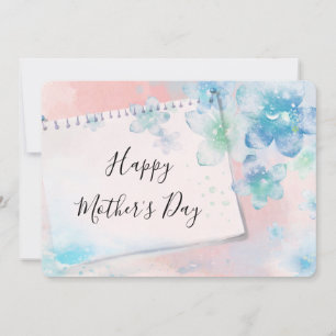 Pretty Blue Flowers on Pink Mother's Day Holiday Card