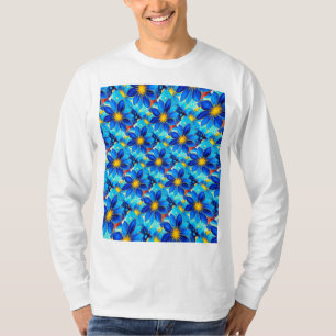 Pretty Blue Flowers Pattern T-Shirt