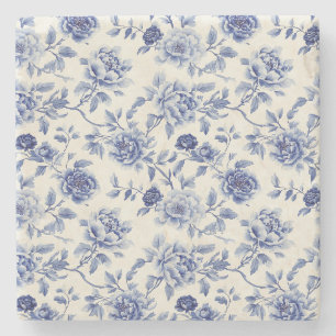 Pretty Blue Flowers Stone Coaster